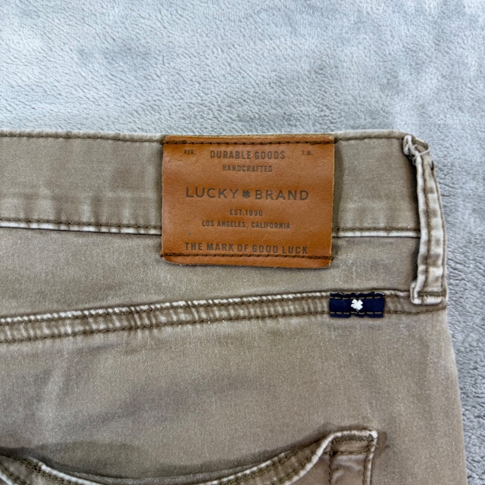Lucky Brand 410 Athletic Slim Jeans Men's‎ Size 38x28 Brown Tan Denim *Hemmed* - Picture 6 of 8